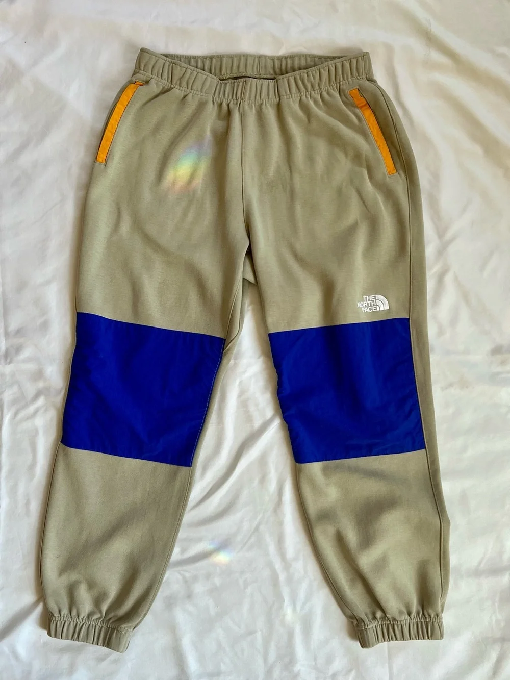 The North Face Technical Fleece Panel Sweatpants Beige Blue Size M